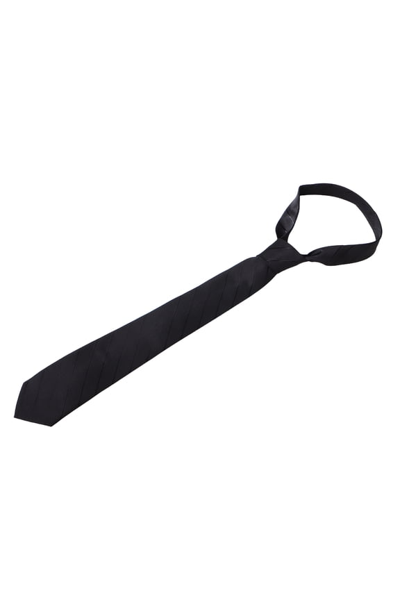 Men's Black Necktie with Timeless Stripe Pattern Ideal for Formal Events