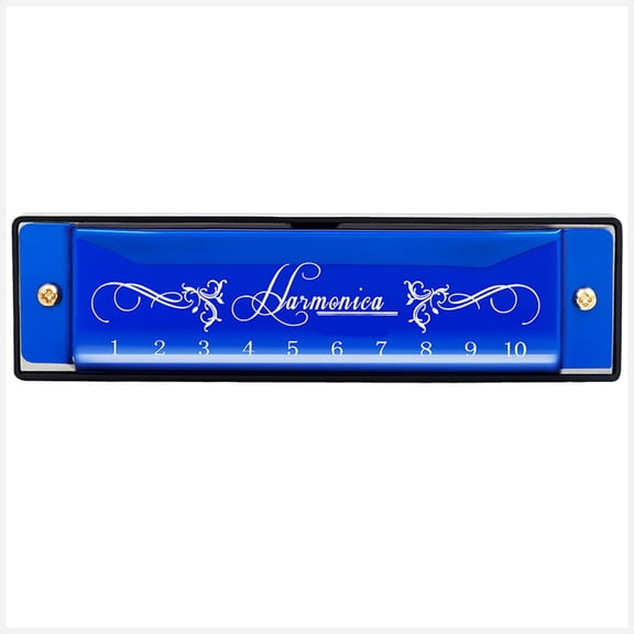 WRITWAA Metal Harmonica in Blue Key of C 10 Holes 20 Tones Portable Musical Instrument for Adults