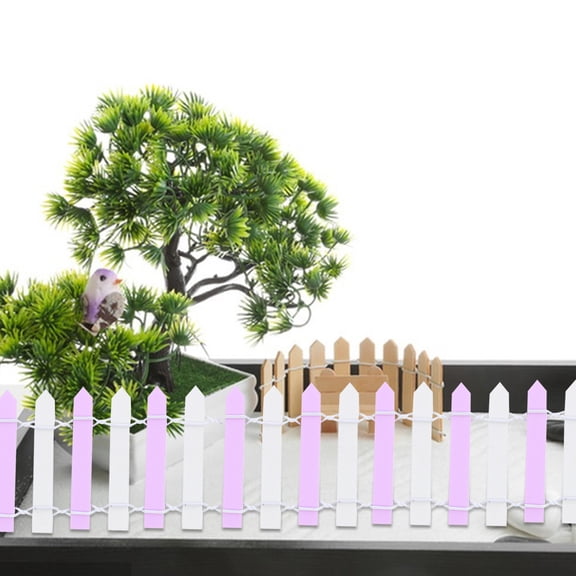 WRITWAA Mini Wooden Garden Fence Set in Violet for Christmas Patio, Outdoor Yard Border Decoration, and Decorative