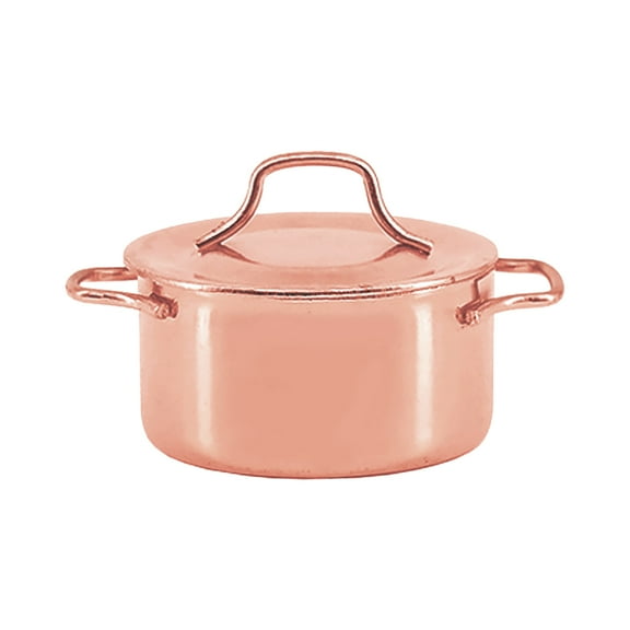 WRITWAA Mini Kitchen Props Miniature Stockpot Rose Gold 1Set for Kitchen Pretend Play Toys