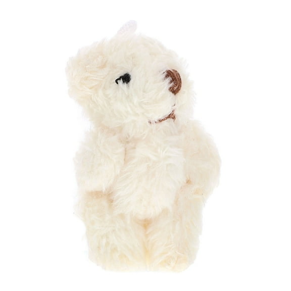 WRITWAA Beige Miniature Stuffed Bear Plush Doll Ornament for Dollhouse Decor, Soft Cloth Toy, 3.5 Inches