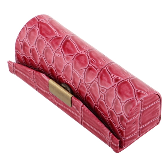 WRITWAA Dark Red PU Lipstick Case with Builtin Mirror Portable Travel Organizer