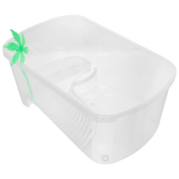 WRITWAA Multi-Function White Turtle Aquarium with Platform Sturdy Plastic Tank for Feeding and Breeding