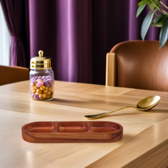 WRITWAA Wooden Sauce Tray with 3 Compartments, Ideal for Home Dining, Coffee Table Serving, and Entertaining Guests