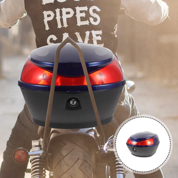 WRITWAA Navy Motorcycle Top Case with Rainproof Hard Shell and Safety Lock for Secure Storage