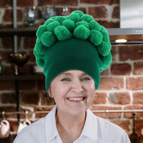 WRITWAA Women’s Cute Broccoli Shaped Hat Set Acrylic Quirky Design Fashionable and Cozy