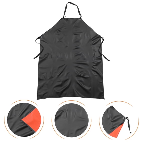 OFFIGAM Black PVC Work Apron Mens Adjustable Heavy Duty Apron for Kitchen Restaurant and Industrial Use