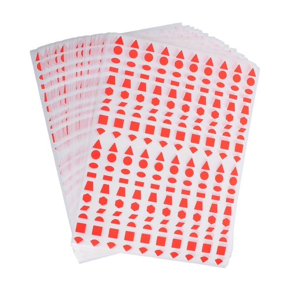 CTIRCHIU Versatile Red Geometric Adhesive Stickers Featuring Triangles Circles and Rectangles for Crafts