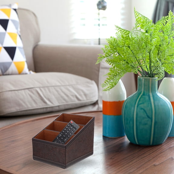 WRITWAA Remote Control Organizer PU Desktop Storage Box for Scissors and Small Items Multi Color