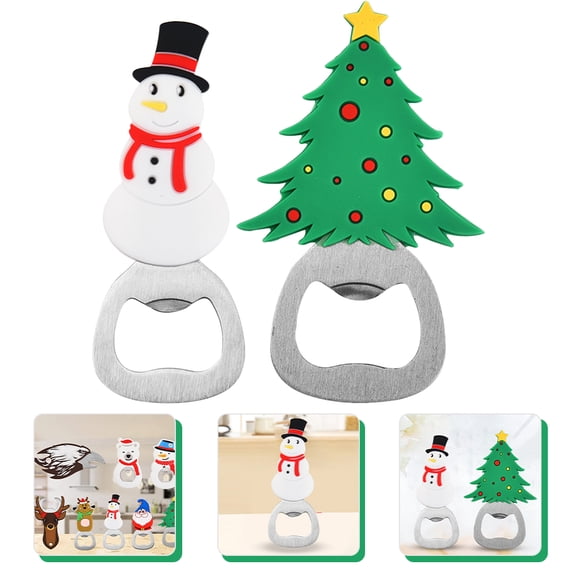 WRITWAA 2-Pack Stainless Steel Portable Beer Bottle Openers, Christmas Bar Tools for Easy Bottle Opening