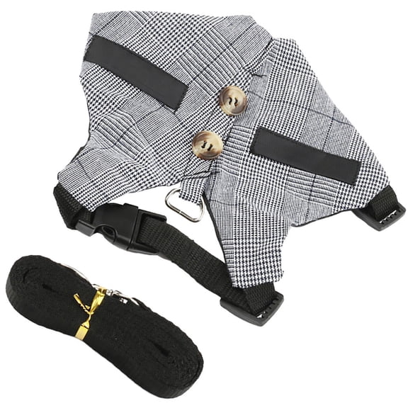 WRITWAA Small Pet with Traction Rope and Chest Strap, Grey Cotton for Even Pressure and Safe Walking, 1 Set