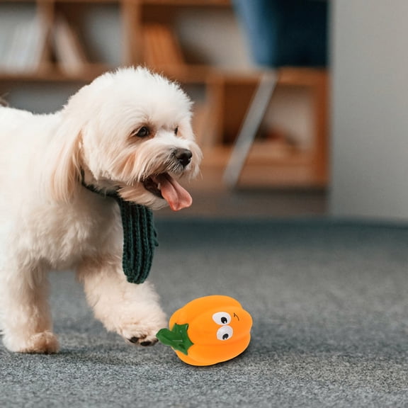 WRITWAA Pet Pumpkin Toy Pumpkin Shaped Toy Training Latex 1Pcs