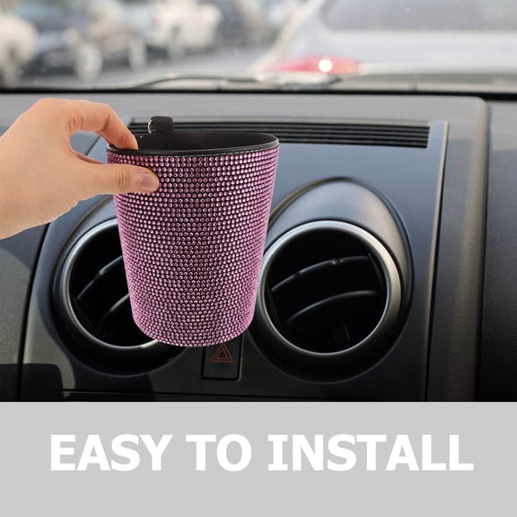 WRITWAA Pink Car Garbage Can Small Portable Trash Bin for Vehicle Air Vent Organizer