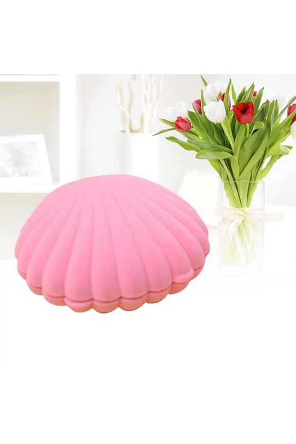 Pink Seashell-Shaped Jewelry Storage Box, Metal Design for Accessories
