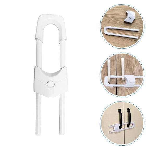 WRITWAA Childproof Door Lock U Shaped Lock Plastic White 1Pcs Home Safety