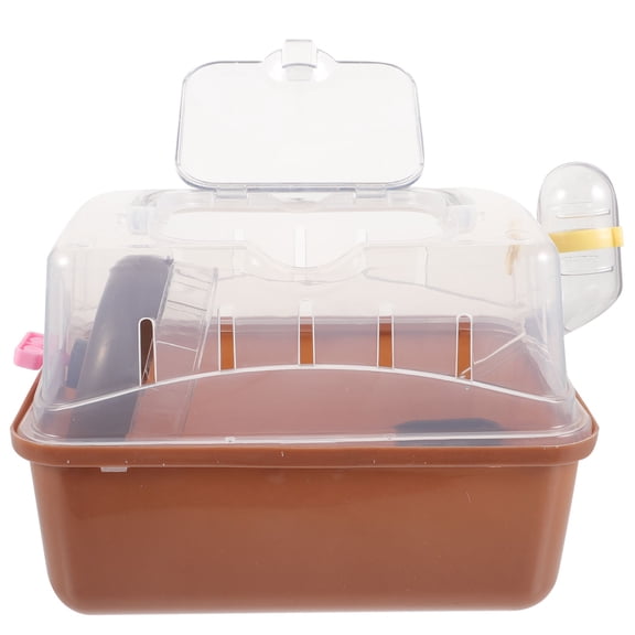 WRITWAA Sturdy Plastic Hamster Cage in Coffee for Small Animal Travel and Outdoor Adventures