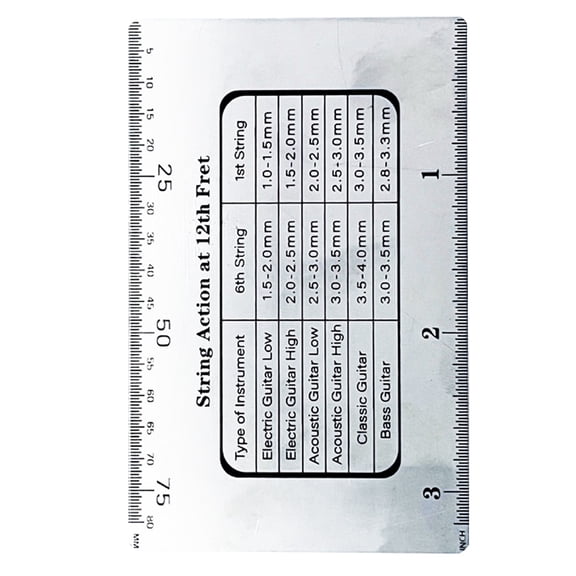 WRITWAA Plated Silver Steel Guitar Setup Ruler for Precise String and Fretboard Measurement