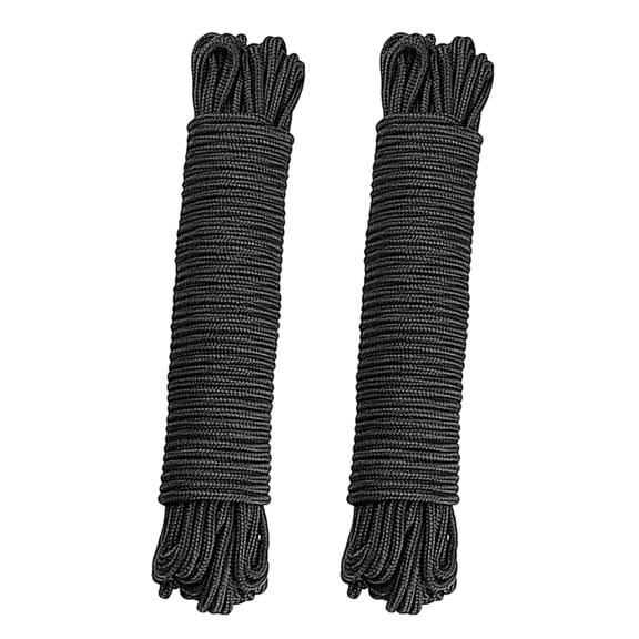 WRITWAA Heavy-Duty Black Nylon Rope for Outdoor Camping, Clothesline, Portable Travel, Utility Cord and Multi-Purpose Use