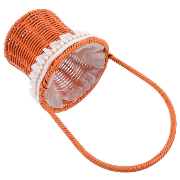 WRITWAA Brown Handheld Flower Basket Made from PP Plastic for Garden, Outdoor, and Home Use