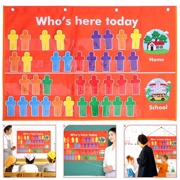 WRITWAA Rectangular Pocket Chart Orange for Teachers 1Pack