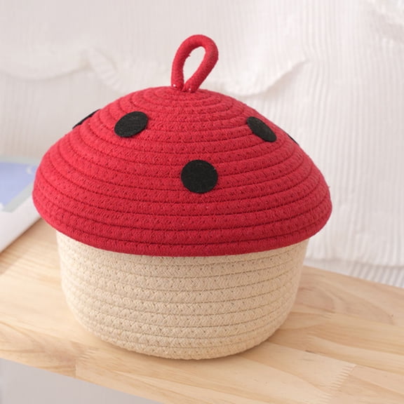 WRITWAA Red Cotton Rope Storage Basket, Woven Desktop Organizer for Home and Office, Ideal for Small Items and Sundries