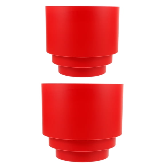 WRITWAA Chinese Style Flower Vase Plastic Flower Bucket Red 2Pcs Plant Holder Home Decor