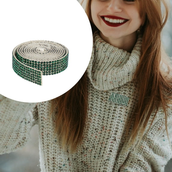 WRITWAA Green Rhinestone Ribbon for Crafts, Cup Decoration, Costume Accessories, Projects and More