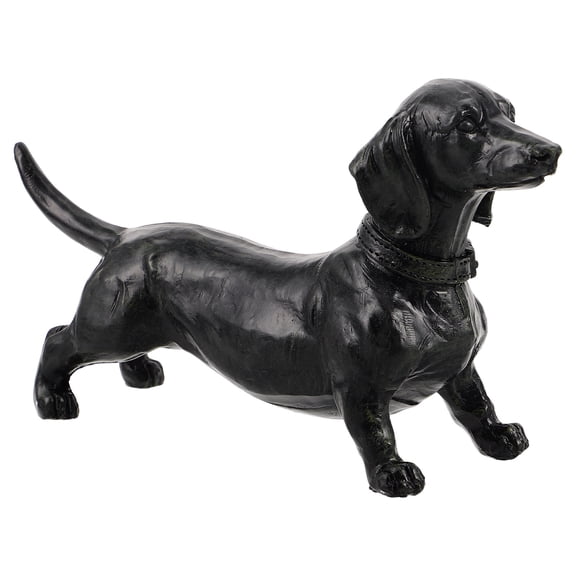 WRITWAA Dog Shape Resin Garden Statue Black Figurine for Outdoor Decoration