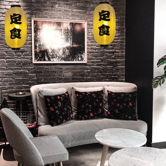 WRITWAA Black Silk Japanese Hanging Lantern for Indoor Outdoor Decor, Restaurant Lighting, Elegant Asian Style