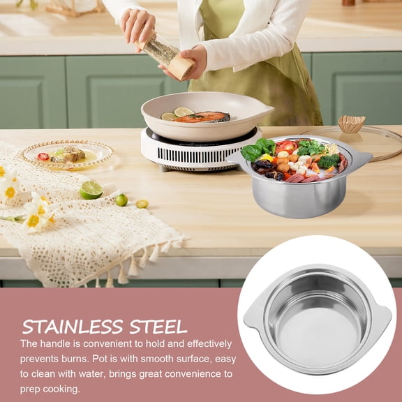 WRITWAA Plated Silver Stainless Steel Single Serve Hot Pot for Soup and Cooking