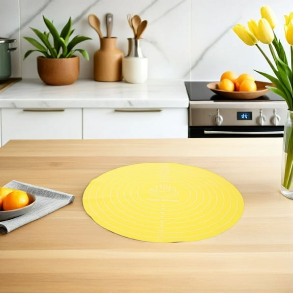 WRITWAA Silicone Kitchen Heatproof Mat Yellow with Non Stick Surface and Baking Measurements
