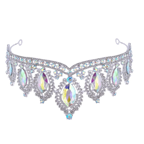 WRITWAA Rhinestone Plated Silver Wedding Crown for Brides Elegant Bridal Hair Accessory