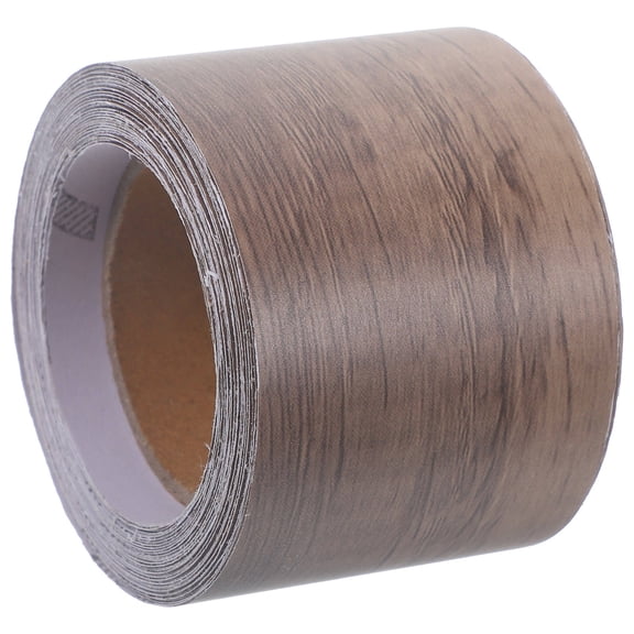 WRITWAA Self Adhesive Furniture Edge Banding Tape Brown Wood Grain PVC for Home Decoration and Refurbishing 1 Roll