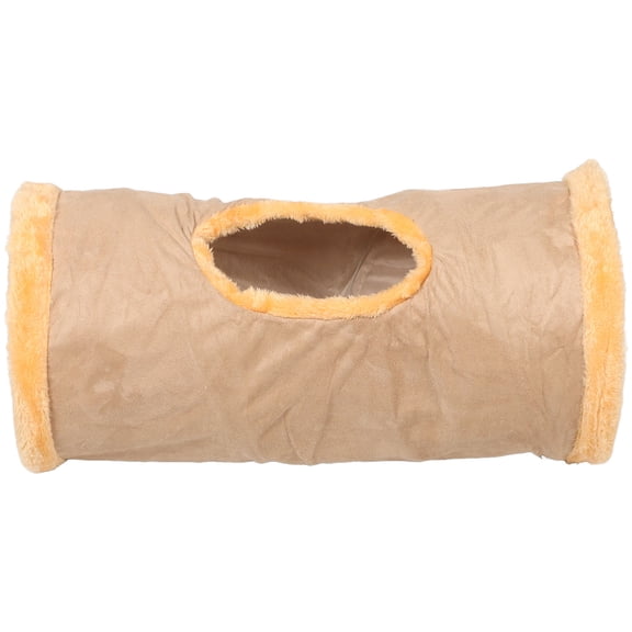 WRITWAA Foldable Cat Tunnel Khaki Velvet Ideal for Home and Travel Entertainment