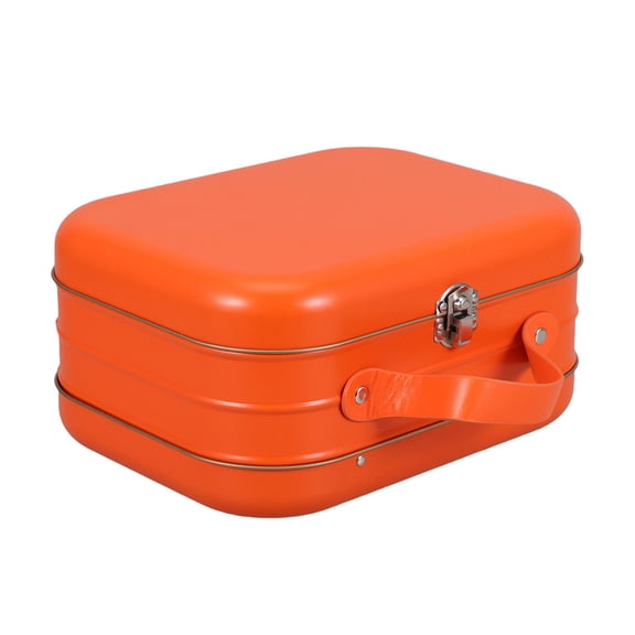 WRITWAA Small Decorative Tin Box Orange Tinplate with Lid for Travel Storage and Keepsakes