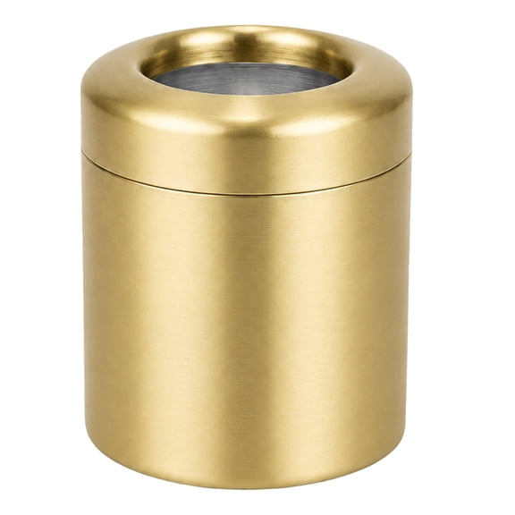 WRITWAA Small Plated Gold Stainless Steel Trash Bin for Desk Clutter Control and Easy Maintenance