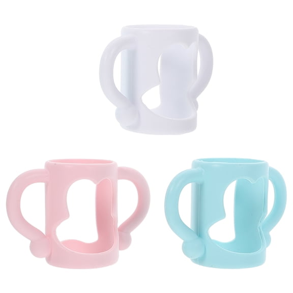 WRITWAA Soft Silicone Baby Bottle Handles for Easy Feeding, Comfortable Grip, Set of 3 Assorted Colors