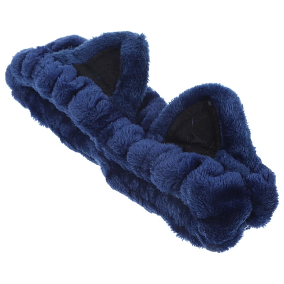 WRITWAA Elastic Dark Blue Cat Ear Headband for Facial Cleansing and Skincare Use