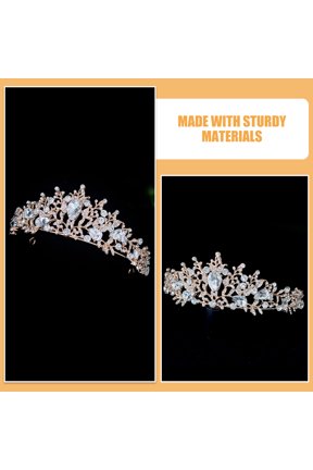 Golden Wedding Tiara Rhinestone Headband Bridal Crown for Elegant Wedding and Party Wear