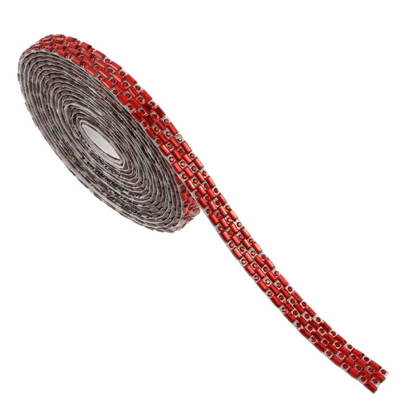 WRITWAA Red Glass Rhinestone Ribbon Trim, Self-Adhesive for Crafts, Wedding, Party, Home and Event Decoration Accents