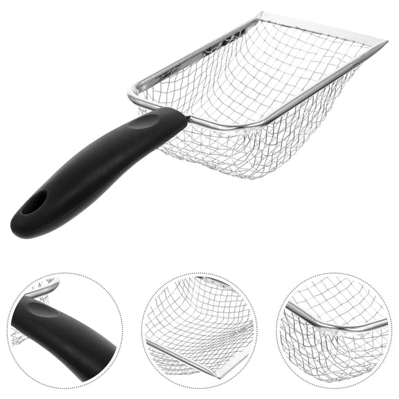 WRITWAA Black Stainless Steel Litter Sifter for Accurate Pet Waste Cleaning