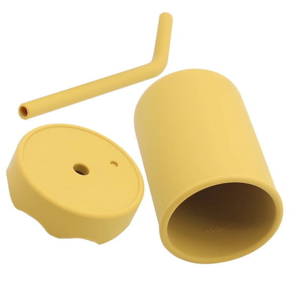 WRITWAA Silicone Training Cups for Toddler Yellow with Easy-to-Grasp Texture 1Set Back to School