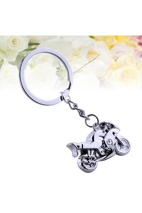 Creative Key Chain Metal Keychain Pendant Silver Motorcycle Shape Convenient to Carry 1Pack