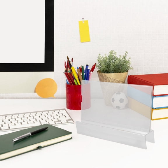 WRITWAA Clear Acrylic Desk Sign Holder Vertical Display Stand for Home and Office Organization