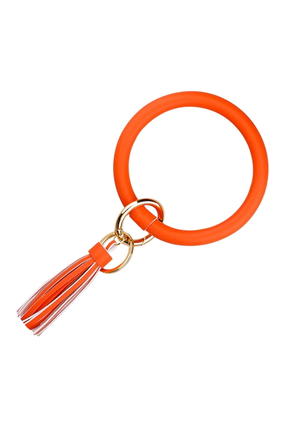 Tassel Keyring Womens Fluorescence Bangle Keychain Orange 1Pack Daily Use Key Pendant
