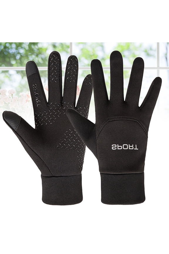 Black Motorcycle Gloves Full Finger Warm Windproof Gloves with Touchscreen