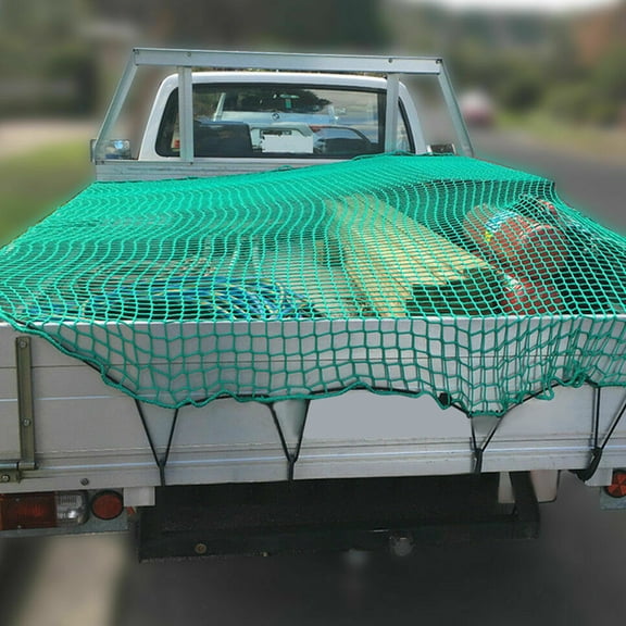 WRITWAA Trailer Cargo Net in Green Nylon Material for Pickup Truck Bed with Weather Resistant Features