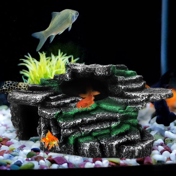 WRITWAA Turtle Rocks For Tank Reptile Habitat Decor Black 1Pack