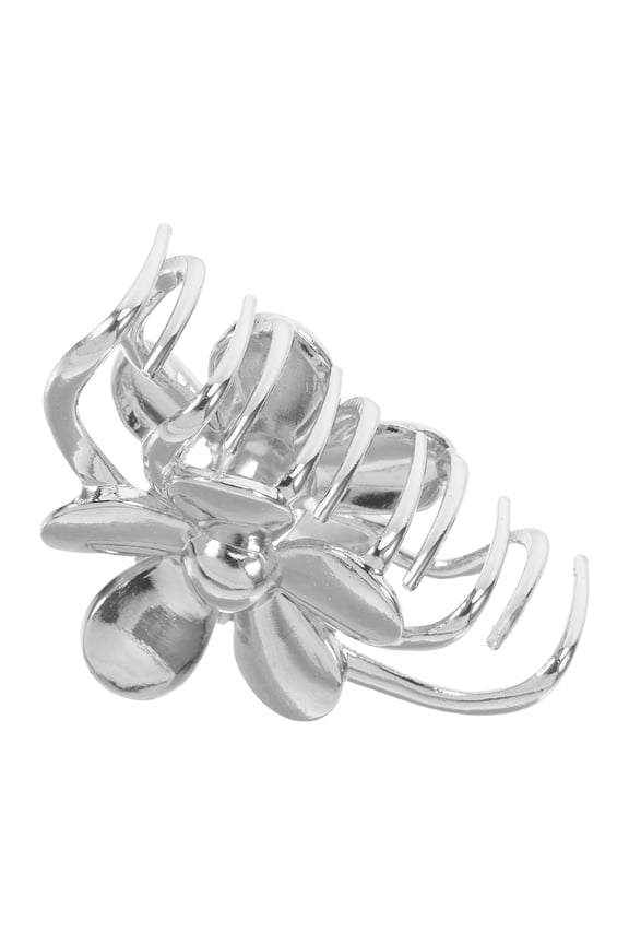 Pretty Barrettes for Women Floral Shape Silver 1Pack