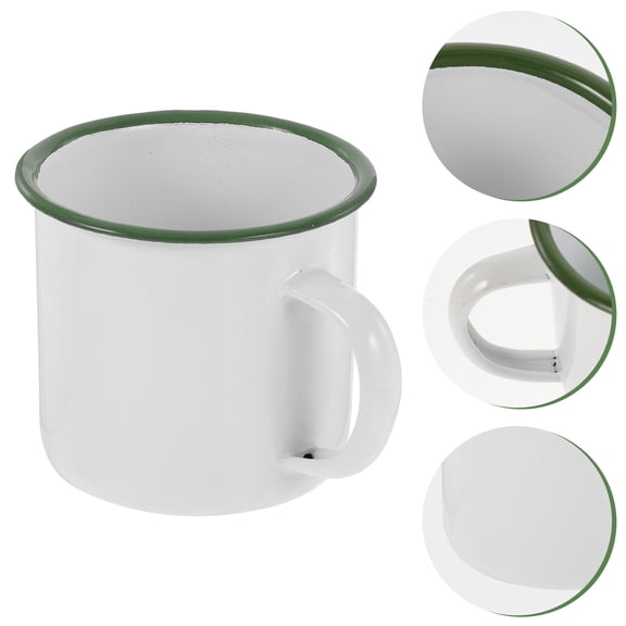 WRITWAA Vintage Style Enamel Cup White Hard Drinking Cup for Restaurant Picnic 1Pack